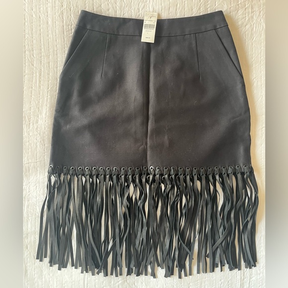 Alexander Wang Black Mini Skirt with Leather Fringe - Picture 3 of 7
